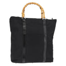 GUCCI Bamboo Hand Bag Nylon Black Auth ep11126-1