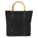 GUCCI Bamboo Hand Bag Nylon Black Auth ep11126-2
