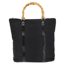 GUCCI Bamboo Hand Bag Nylon Black Auth ep11126-3