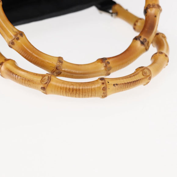 GUCCI Bamboo Hand Bag Nylon Black Auth ep11126