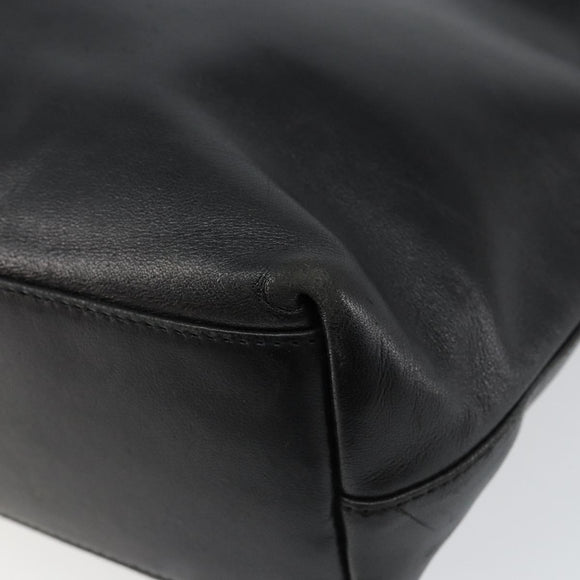 PRADA Hand Bag Leather Black Auth ep11128