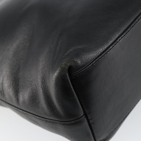 PRADA Hand Bag Leather Black Auth ep11128