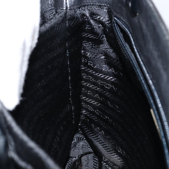 PRADA Hand Bag Leather Black Auth ep11128