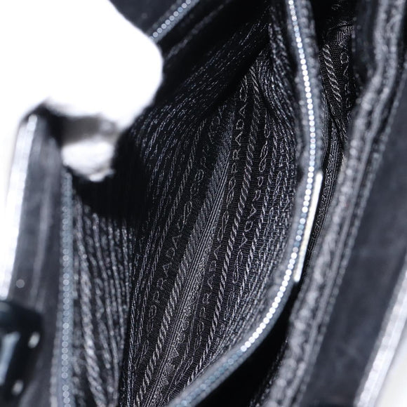 PRADA Hand Bag Leather Black Auth ep11128