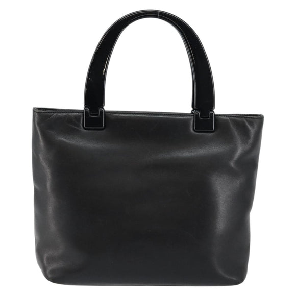 PRADA Hand Bag Leather Black Auth ep11128