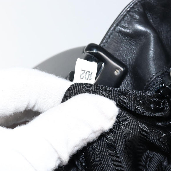 PRADA Hand Bag Leather Black Auth ep11128
