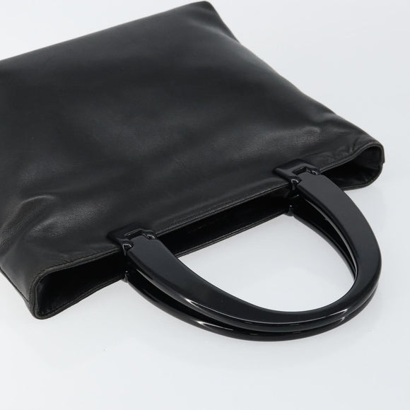 PRADA Hand Bag Leather Black Auth ep11128