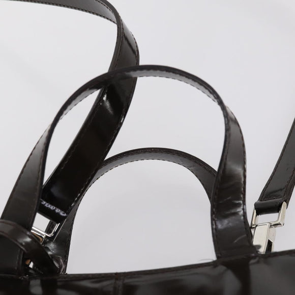 GUCCI Hand Bag Patent leather 2way Brown Auth ep11132