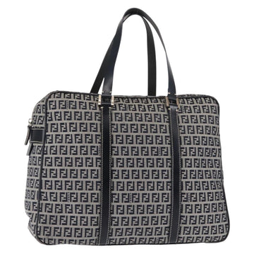 FENDI Zucchino Canvas Tote Bag Navy Gold Auth ep11139