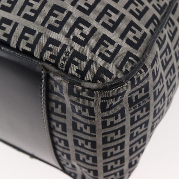 FENDI Zucchino Canvas Tote Bag Navy Gold Auth ep11139
