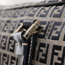 FENDI Zucchino Canvas Tote Bag Navy Gold Auth ep11139-15