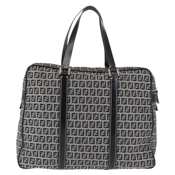 FENDI Zucchino Canvas Tote Bag Navy Gold Auth ep11139