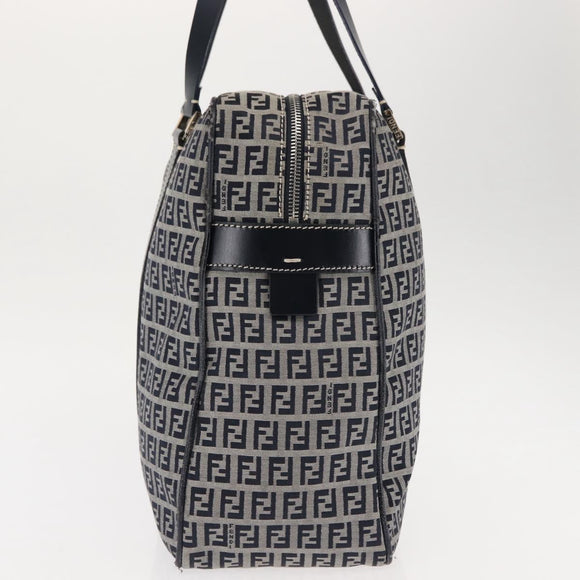 FENDI Zucchino Canvas Tote Bag Navy Gold Auth ep11139