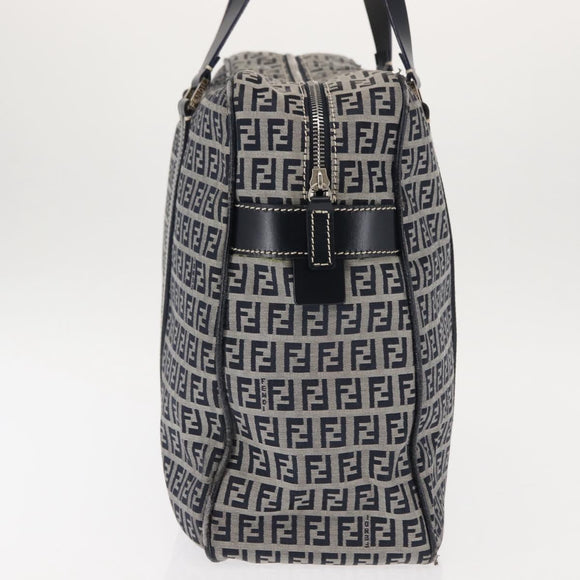 FENDI Zucchino Canvas Tote Bag Navy Gold Auth ep11139