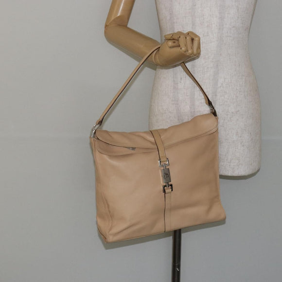 GUCCI Jackie Shoulder Bag Leather Beige Auth ep11140