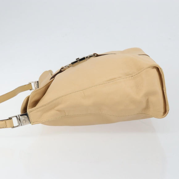 GUCCI Jackie Shoulder Bag Leather Beige Auth ep11140