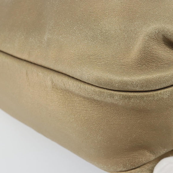 LOEWE Shoulder Bag Leather Beige Gold Auth ep11142