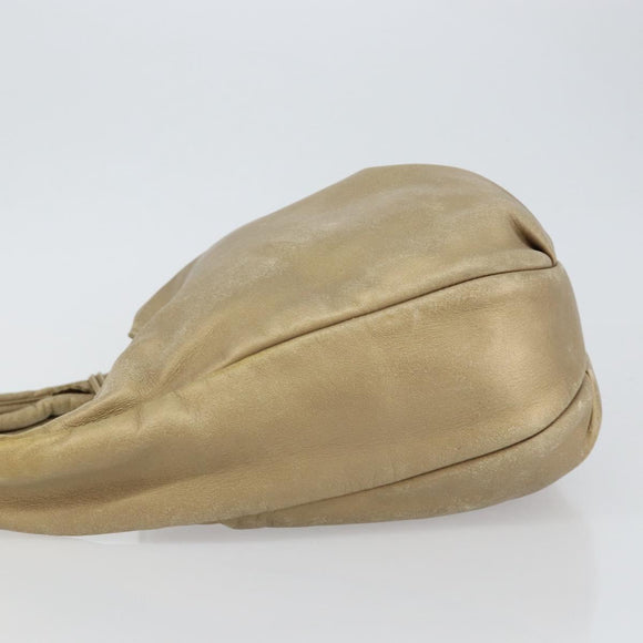 LOEWE Shoulder Bag Leather Beige Gold Auth ep11142