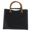GUCCI Bamboo Hand Bag Leather Black Auth ep11149-13