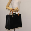 GUCCI Bamboo Hand Bag Leather Black Auth ep11149-23