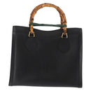 GUCCI Bamboo Hand Bag Leather Black Auth ep11149-2
