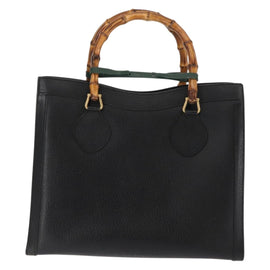GUCCI Bamboo Hand Bag Leather Black Auth ep11149 - 0