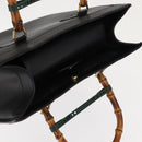 GUCCI Bamboo Hand Bag Leather Black Auth ep11149-6