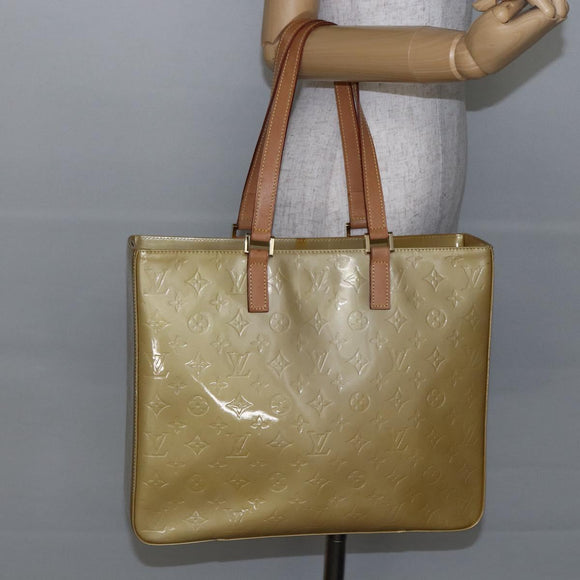 LOUIS VUITTON Monogram Vernis Columbus Tote Bag Beige M91023 LV Auth ep11155