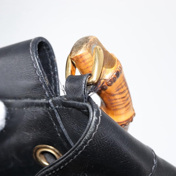 GUCCI Bamboo Body Bag Leather Black Auth ep11156