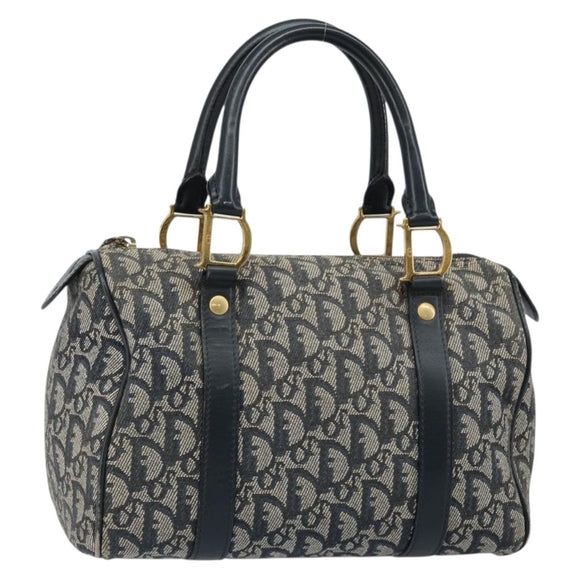 Christian Dior Trotter Canvas Hand Bag Canvas Navy Auth ep11158