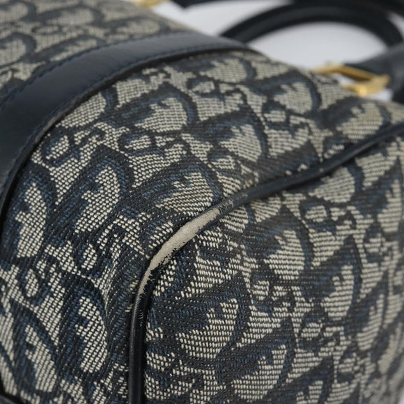 Christian Dior Trotter Canvas Hand Bag Canvas Navy Auth ep11158