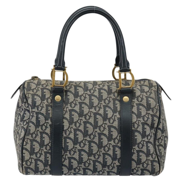 Christian Dior Trotter Canvas Hand Bag Canvas Navy Auth ep11158