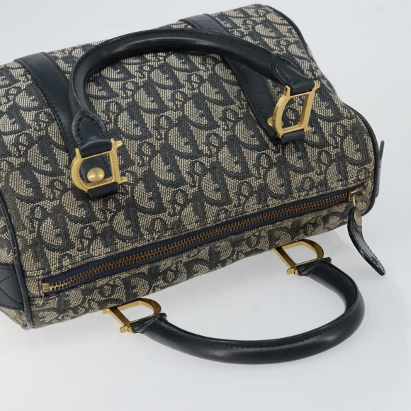 Christian Dior Trotter Canvas Hand Bag Canvas Navy Auth ep11158