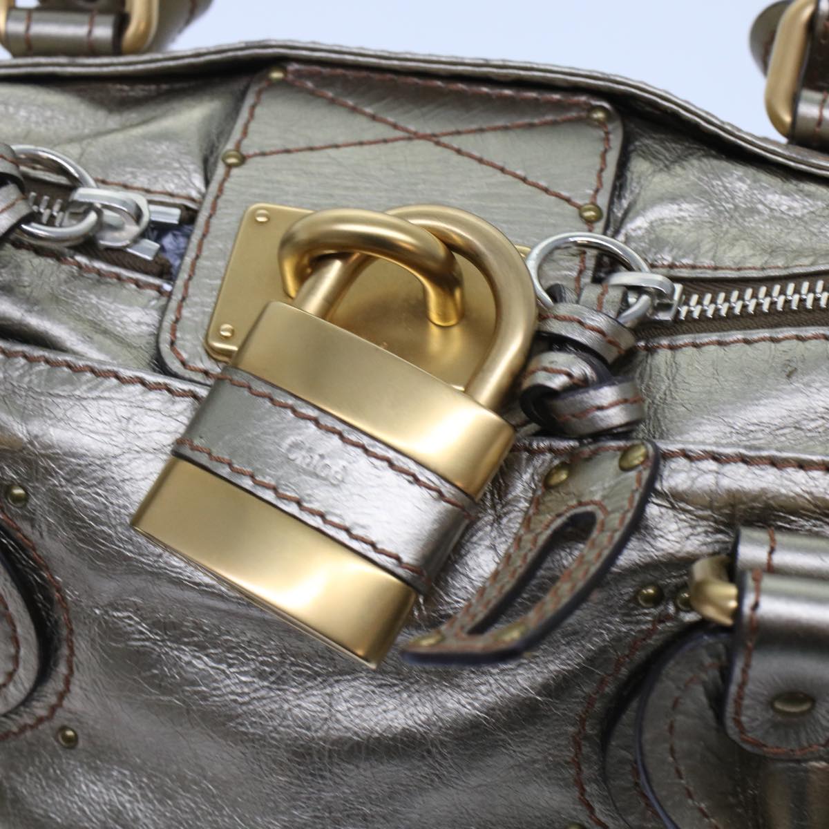 Chloe Paddington Hand Bag Leather Gold Auth ep1116