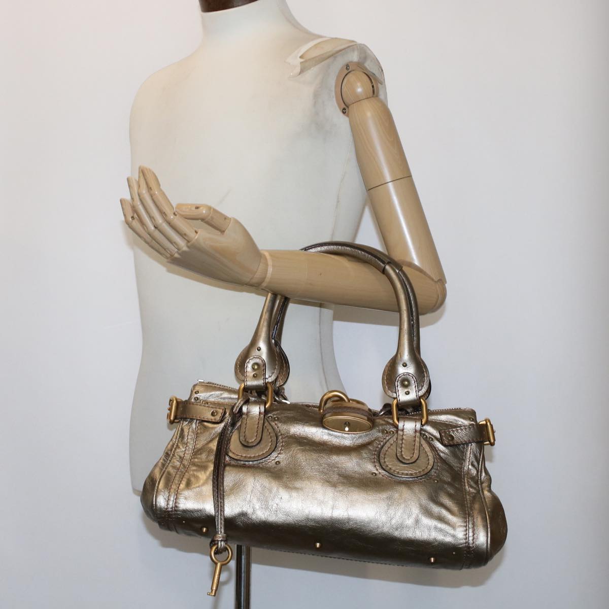 Chloe Paddington Hand Bag Leather Gold Auth ep1116