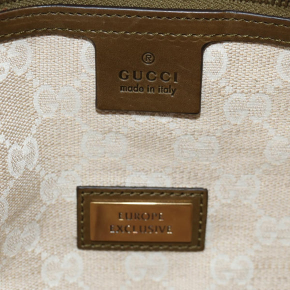 GUCCI Horsebit Shoulder Bag Leather Khaki Auth ep11163