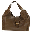 GUCCI Horsebit Shoulder Bag Leather Khaki Auth ep11163-13
