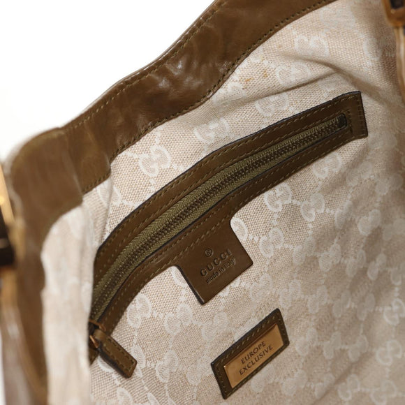 GUCCI Horsebit Shoulder Bag Leather Khaki Auth ep11163
