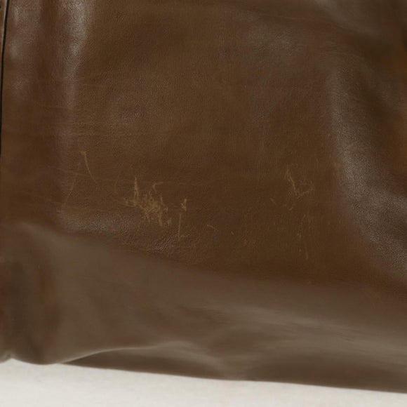 GUCCI Horsebit Shoulder Bag Leather Khaki Auth ep11163