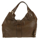 GUCCI Horsebit Shoulder Bag Leather Khaki Auth ep11163-3