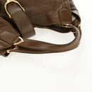 GUCCI Horsebit Shoulder Bag Leather Khaki Auth ep11163-8