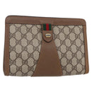 GUCCI GG Supreme Web Sherry Line Bag PVC Beige Gold 89 01 032 Auth ep11168-1