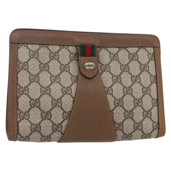 GUCCI GG Supreme Web Sherry Line Bag PVC Beige Gold 89 01 032 Auth ep11168