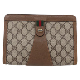 GUCCI GG Supreme Web Sherry Line Bag PVC Beige Gold 89 01 032 Auth ep11168 - 0