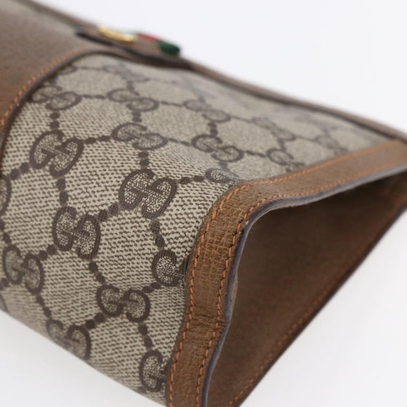 GUCCI GG Supreme Web Sherry Line Bag PVC Beige Gold 89 01 032 Auth ep11168