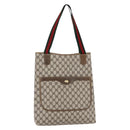 GUCCI GG Supreme Web Sherry Line Tote Bag PVC Beige 37 02 2140 Auth ep11172-1