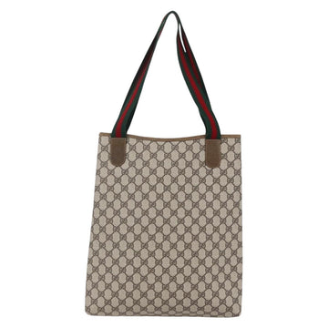 GUCCI GG Supreme Web Sherry Line Tote Bag PVC Beige 37 02 2140 Auth ep11172 - 0