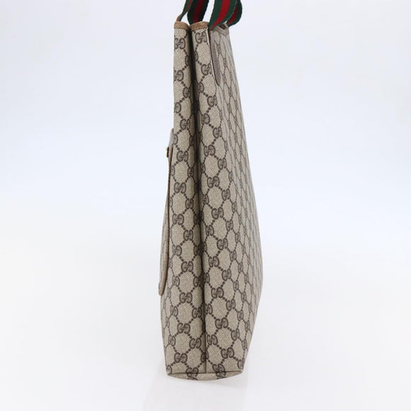 GUCCI GG Supreme Web Sherry Line Tote Bag PVC Beige 37 02 2140 Auth ep11172