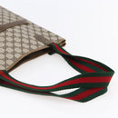 GUCCI GG Supreme Web Sherry Line Tote Bag PVC Beige 37 02 2140 Auth ep11172-7