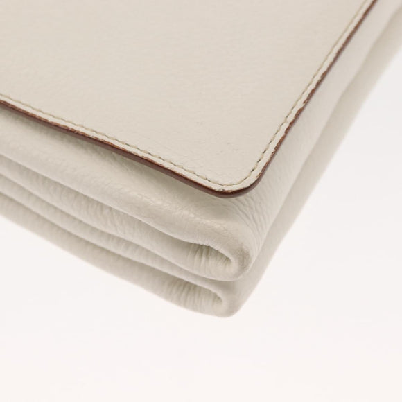 PRADA Shoulder Bag Leather White Gold Auth ep11182